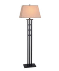 McIntosh Floor Lamp in Bronze Finish With Geometric Mission Design, 58 Inch Tall, 17.5 Inch Wide Rectangular Shade, Interlaced Square Detailing