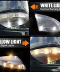 Dodge Ram 1500 Front Mirror Turn Signal Puddle Light Left Driver Side LED Lamp Assembly Replacement 68064949AA white and amber LED lights