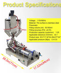 Horizontal Pneumatic Paste Liquid Filling Machine With Heating And Stirring Function Stainless Steel Dual Nozzle 100 To 1000 Ml Capacity specifications image.