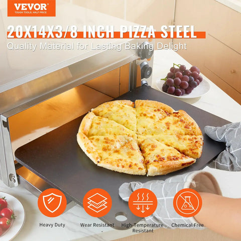 Crazy Crispy Pizza Steel Plate 20 By 14 By Three Eighths Inch Thick For Oven Or Grill Preseasoned Carbon Steel in use.
