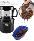 Electric Coffee Bean Roaster With Dual Roast And Cool Functions Automatic Hot Air Burner For Fresh Morning Brews Effortless Operation with beans being poured.