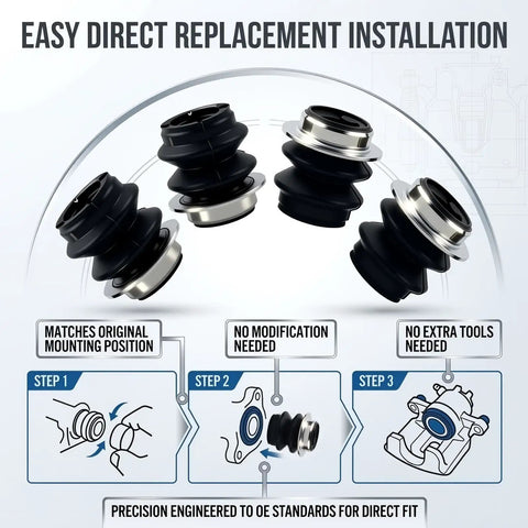 Silicone Brake Caliper Slide Pin Bushing Kit For Front Disc Brakes Calipers 4 Piece Heavy Duty Hardware Set OEM 19203508 Replacement