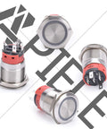 19mm Latching Push Button Switch With Angel Eye LED Halo Ring 12V DC Blue 1NO1NC SPDT Metal Body connectors and contacts