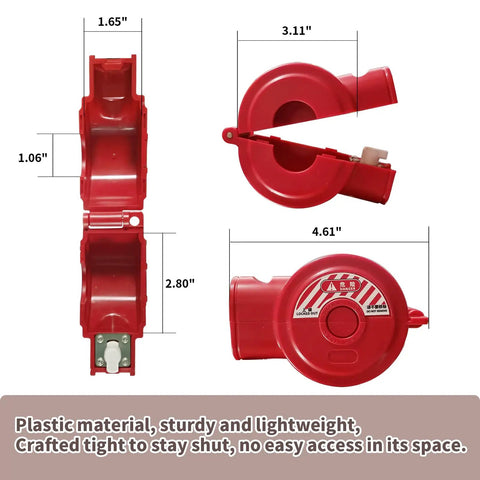 Universal Gate Valve Lockout For Outdoor Faucets And Spigots, Hose Bib Lock For 1 To 2.5 Inch Valves, Rustproof ABS Cover, dimensions shown