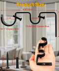 Hand holding Double Curtain Rod Bracket Set, 6 Pack Metal Wall Mount Holders for 1 Inch Curtain Rods, Heavy Duty Black Brackets
