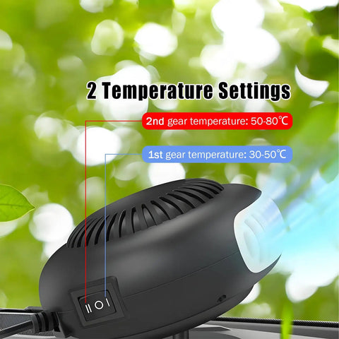 Compact Portable Heater Pumping Out Kickin Warmth Indoors With Dual Temp Settings And 18V Battery Powered close-up showing temperature control settings.