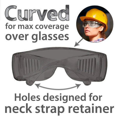 Heavy Duty Vented Over Glasses Safety Glasses With Gray Tinted Lenses 144 Bulk Pack Super Chill Airflow Design For All Day No Sweat Eye Protection Slides On Smoothly Over Prescription Specs For Job Sites