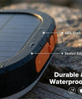 Close-up of Solar Powered Camping Lantern Must Have All Weather Ready 5000mAh Battery 2000 Lumens 5 Light Modes USB Rechargeable IP65 Waterproof Outdoor Lantern For Power Outages Hiking Emergencies And Home Use showing ABS shell and sealed edge.