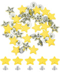 Solid 12mm Yellow Metal Star Rivets And Screw Back Studs, 24 piece set of yellow alloy star studs for leather craft.