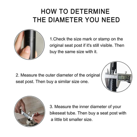 Diagram showing how to measure for a Lengthened 530Mm 31.8Mm Aluminum Alloy Bike Seat Post for BMX Electric and Folding Bikes.