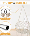 Cozy Hammock Chair Set Of 2 Macrame Swing Chairs With Tassels Bohemian Style Handwoven Cotton Rope Indoor Outdoor Beige Max 330 Lbs