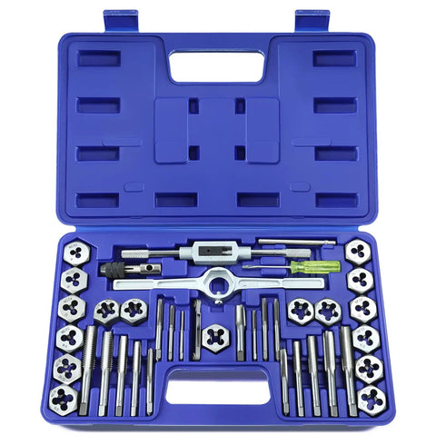 40 Pcs Tap And Die Set SAE Standard Thread Repair Kit Threading Tool Set For Cutting External And Internal Threads With Storage Case