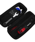 Open Ride Ready Waterproof Bike Tool Bag Kit with tools, screwdriver, wrench, lightweight EVA material, bottle holder visible.