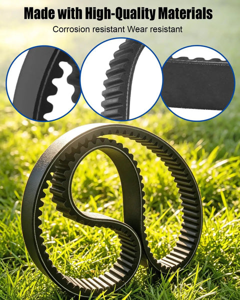 Top Rated GUQVKI Drive Belt That Fits Carryall 294 XRT 1500 Models From 2004-2006 on grass, showcasing high-quality, fiber reinforced material.