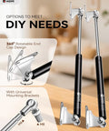 13 Inch 100 Lb Gas Struts For Heavy Duty Cabinet Doors With Brackets Pro DIY Install Kit showcasing rotatable end cap design
