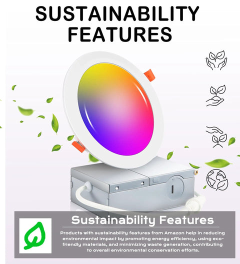 Six Pack 4 Inch Smart WiFi LED Recessed Lights RGB CW Color Changing Kit With Alexa And Google Home Compatibility