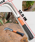 Weeding Sickle For Gardens And Lawns, Ergonomic Hand Sickle With Grip, Sharp Carbon Steel Blade shown on wood surface