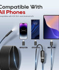 Endoscope Camera With Light 1920P HD Borescope Inspection Tool, 8 Adjustable LEDs, IP67 Waterproof Semi-Rigid Cable, Plug In USB Type C, Lightning, Micro USB For Android, iPhone, And iPad, compatible with phones