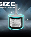 Condenser Fan Motor Replacement For HVAC Systems, One Sixth Horsepower, Single Phase, 208 To 230 Volts, 1075 RPM, size detail