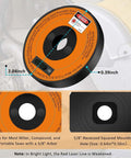Rechargeable miter saw laser guide, orange and black, front view showing 3/8-inch arbor compatibility.