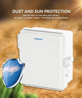 Outdoor IP67 Weatherproof Junction Box with Hinged Gray Cover and Stainless Steel Latch providing dust protection