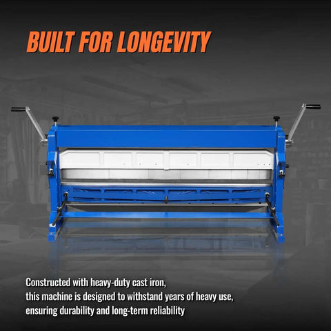 Front view of 52-Inch 3-In-1 Pan And Box Brake With Slip Roll, Shear, And Bending Machine For Sheet Metal, 20 Gauge Mild Steel, MMCB5220