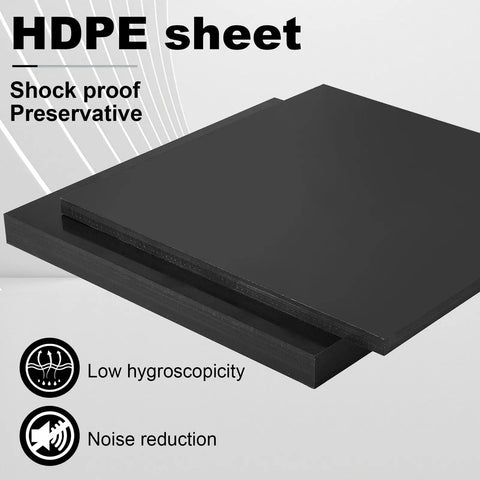 Two Black HDPE Sheets 12x12 Inches Thick One Inch And One Half Inch High Density Polyethylene Board For DIY Projects Machining And Home Use Built Tough Durable Plastic Sheets Bundle