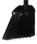 Solid Compact Lobby Broom With Smooth Vinyl Handle And Matte Black Trim For No Fuss One Handed Sweeping On Polished Indoor Floors Clean Sweep Janitorial Gear That Flawlessly Clears Debris, black bristles