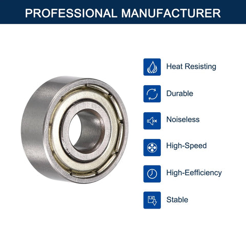 HiPicco R4AZZ miniature deep groove ball bearing, chrome steel, double shielded, 1/4 in ID x 3/4 in OD x 9/32 in W, 10pcs