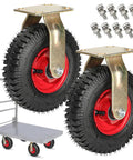 Heavy Duty Replacement Wheels With Built In Brake Two Pack Swivel Rubber Casters Featuring Double Ball Bearings for carts