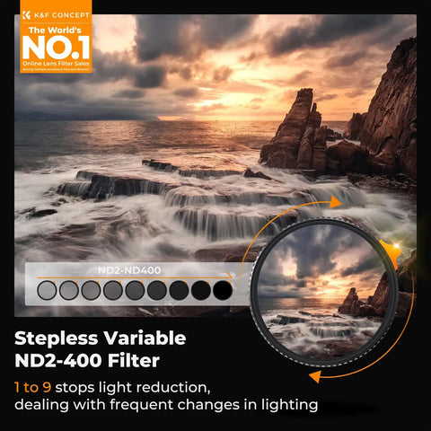 82mm Variable ND Filter ND2-ND400 One To Nine Stops With 28 Layer Coatings And Pro Grade AGC Glass From Japan For Ultra Clear Shots