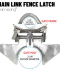 Chain Link Butterfly Gate Latch for One and Three Eighths Inch Gate Frame and Two and Three Eighths Inch Post, front view