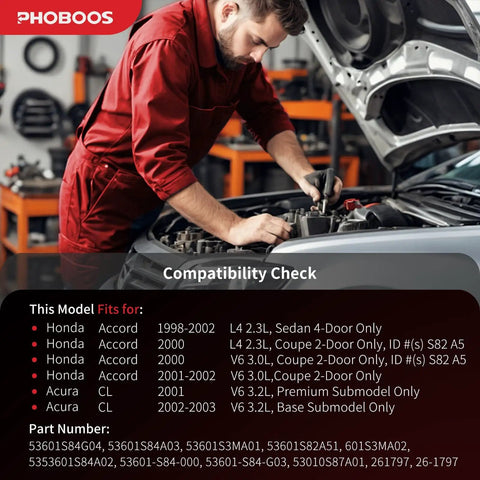 Mechanic working on Honda Accord engine with compatibility check for Hydraulic Power Steering Rack And Pinion Assembly for Honda/Acura.