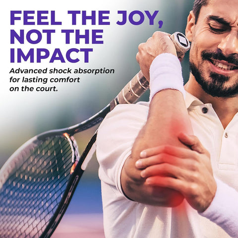 Man using Wrist-Worn Tennis Elbow Brace For Men And Women With Non-Compression Support That Relieves Tendonitis And Golfers Elbow