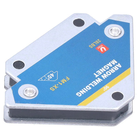 Heavy Duty 4 Piece Welding Magnetic Holder Set With 28Lb Suction Arrowhead magnet close-up view showing 45-degree angle.