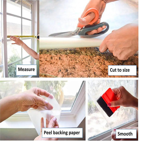 Steps for installing Privacy Glass Reusable Static Cling Window Film For Privacy On Glass Doors Windows Showers And Tabletops Removable