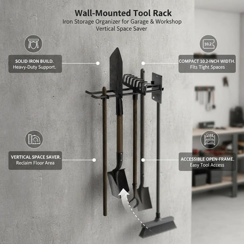 Vertical Wall Mounted Tool Rack For Garage And Workshop Space Saving Hand Tool Organizer on wall storing tools