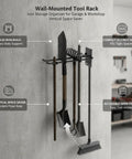 Heavy Duty Iron Wall Mounted Tool Rack for Garage and Shop vertical hand tool organizer with tools on concrete wall