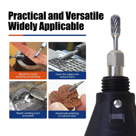 Carbide burr bits set for rotary tools, 20 pieces with 1/8 inch shank, double-cut design.
