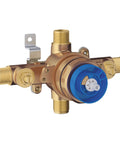 Universal Pressure Balance Rough In Shower Valve For DIY Bathroom Remodel With Half Inch Inlets And Outlets, Blue Core Cartridge