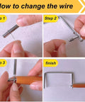 Step by step guide for changing the wire of the 7.5 Inch Badass Cheese Slicer Kit Stainless Steel Wire Cutter With Wood Handle.