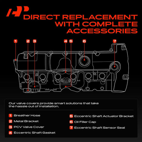 Engine Valve Cover For BMW 2.5L 3.0L Cars Direct Replacement Diagram with Accessories