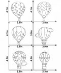 6 designs of 30 Set Hot Air Balloon Sun Catcher Craft Kit For DIY Window Art Easy Setup Family Fun Kid Friendly, sizes labeled