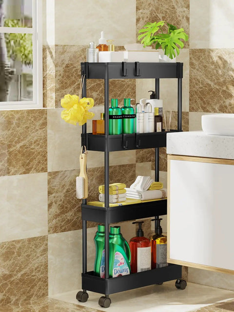 Schlanker 5, Inch -Rollwagen Inch Ablageflächen für enge Platzverhältnisse im Badezimmer, ideal für Toilettenartikel und Reinigungsmittel
