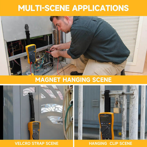 Hard Case Bundle With Magnetic Hanging Strap For Fluke Digital Multimeters 113 114 115 116 117, showcasing multi-scene applications