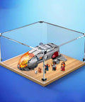 Crystal Clear Transparent Acrylic Display Case For Lego 76232 Airship Dustproof Display Case With Golden Oak Base Model Not Included.
