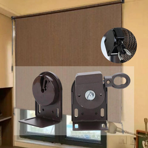 Outdoor Indoor Universal Cordless Mounting Brackets Aluminum Alloy Hardware For Sunshades And Roller Crank Kits No Fuss DIY Friendly Setup Fits Garden Patio Porch Backyard Brown Finish