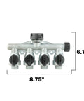 Beefy Aluminum Four Way Garden Hose Splitter With Built In Shut Off Valve Rock Solid Metal Water Manifold For Sprinklers Nozzles And Attachments Heavy Duty Outdoor Water Splitter 8.75 x 6.75 inches