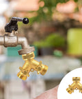 Solid Brass Garden Hose Splitter 2 Way Y Valve With Ergonomic Handles For Easy Grip, Perfect For Arthritis, Includes 2 Rubber Washers And Durable Brass Construction. 3/4 inch brass hose splitter on faucet