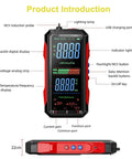 Pro Grade USB Rechargeable Digital Multimeter With 6000 Counts, Auto Range Display, Double Fuse Protection, True Accuracy, front view.